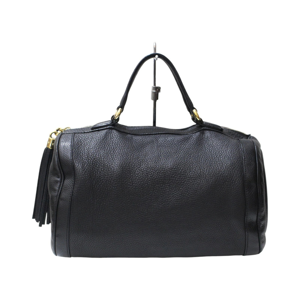 GUCCI Interlocking GG Boston Bag Handbag Black Leather